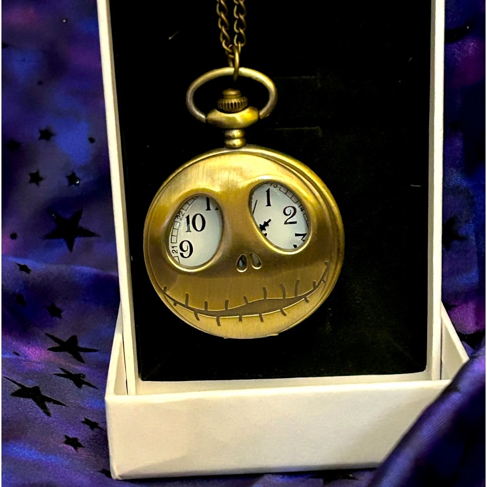 Brand New Brass Nightmare Before Christmas Jack Skellington Watch Necklace